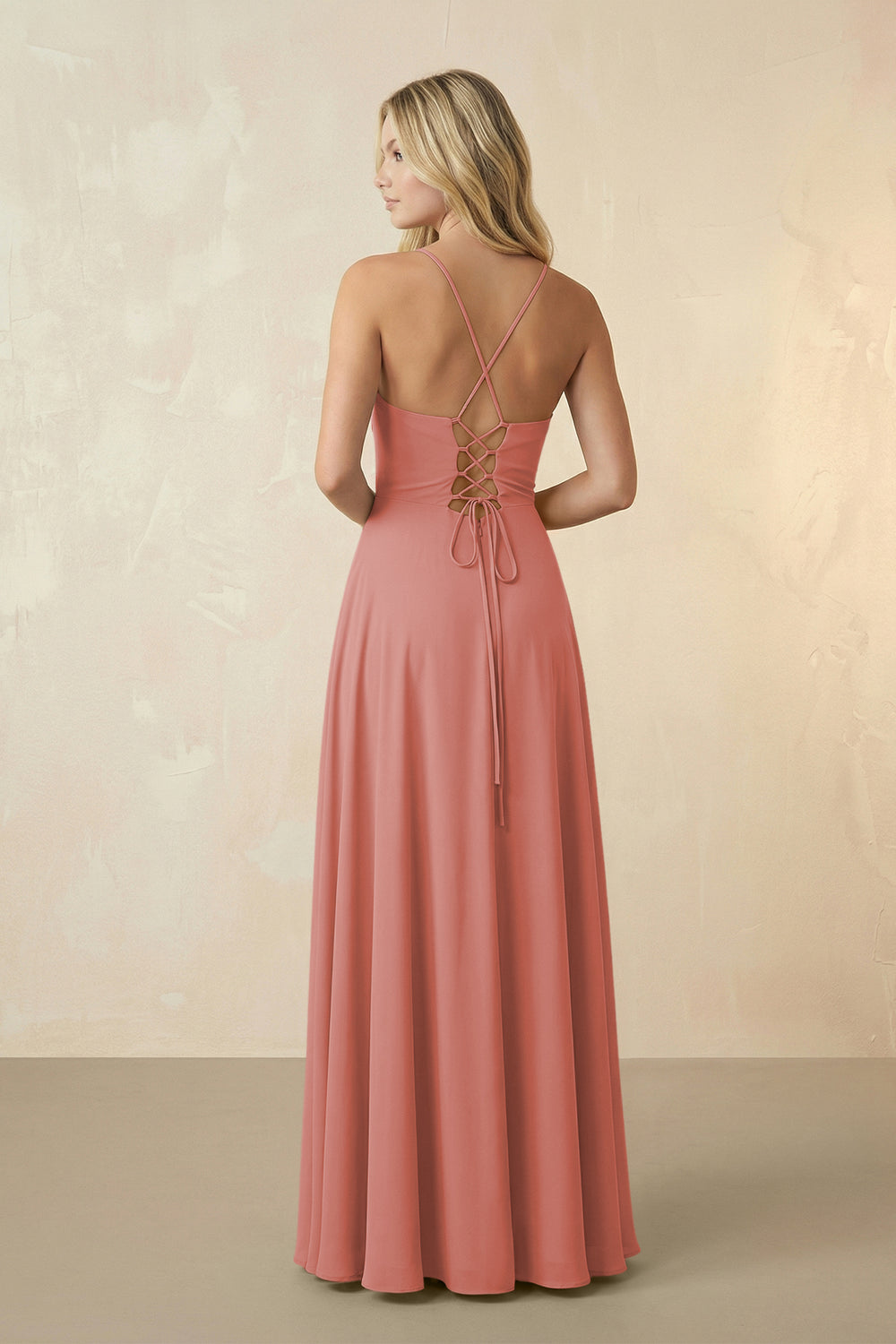Spaghetti Straps Chiffon A-Line Bridesmaid Dress in Mulberry