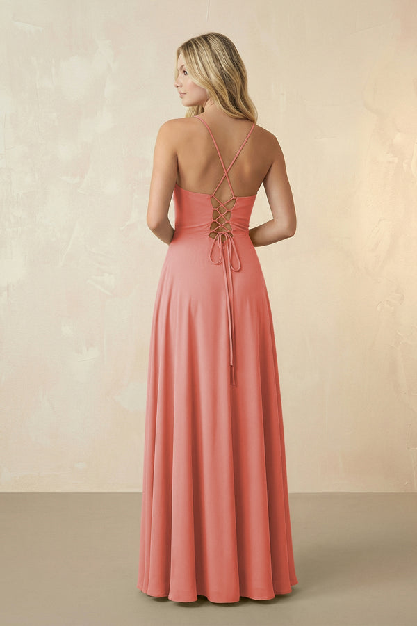 Spaghetti Straps Chiffon A-Line Bridesmaid Dress in Mulberry - SHE IS ME BRIDESMAID DRESSES