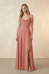 Spaghetti Straps Chiffon A-Line Bridesmaid Dress in Mulberry | KISSBRIDAL