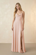 Spaghetti Straps Chiffon A-Line Bridesmaid Dress in Pale Blush - SHE IS ME BRIDESMAID DRESSES