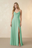 Spaghetti Straps Chiffon A-Line Bridesmaid Dress in Pale Pistachio - SHE IS ME BRIDESMAID DRESSES