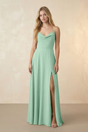 Spaghetti Straps Chiffon A-Line Bridesmaid Dress in Pale Pistachio | KISSBRIDAL