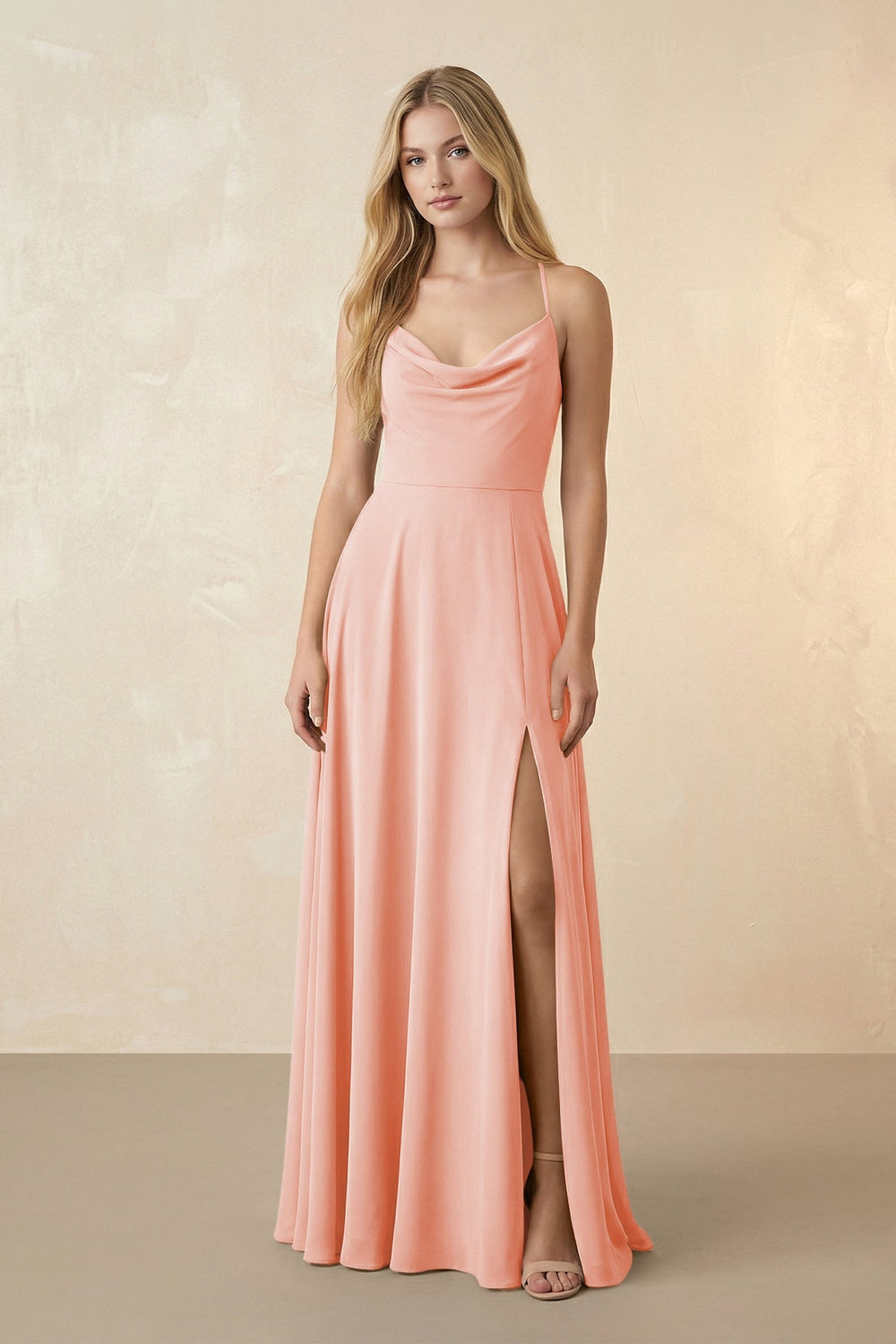 Spaghetti Straps Chiffon A-Line Bridesmaid Dress in Rose Petal - SHE IS ME BRIDESMAID DRESSES