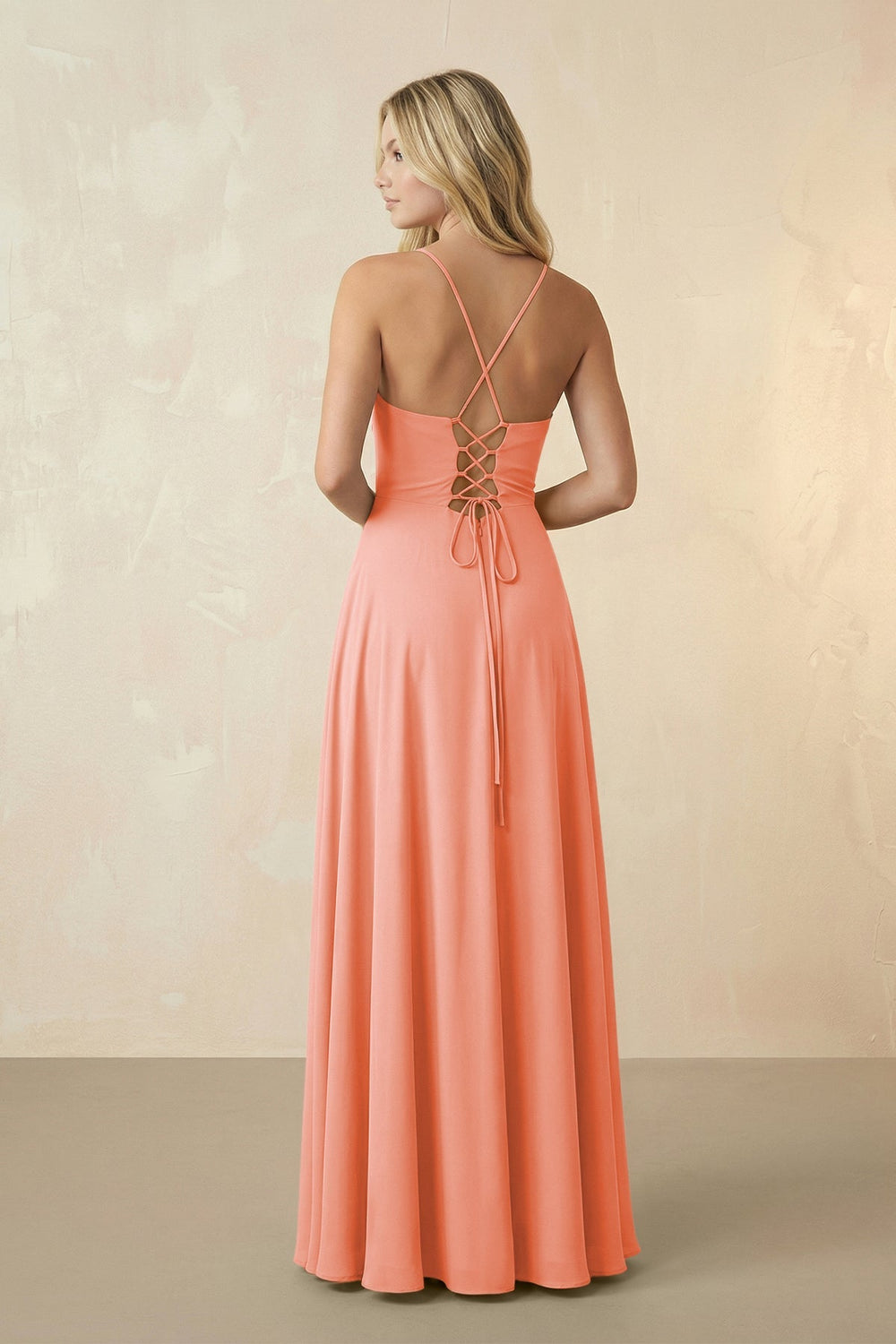 Spaghetti Straps Chiffon A-Line Bridesmaid Dress in Rosette - SHE IS ME BRIDESMAID DRESSES