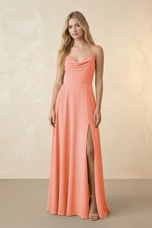 Spaghetti Straps Chiffon A-Line Bridesmaid Dress in Rosette - SHE IS ME BRIDESMAID DRESSES
