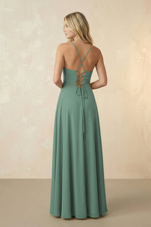 Spaghetti Straps Chiffon A-Line Bridesmaid Dress in Sea Glass (2) | KISSBRIDAL