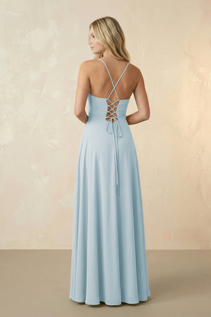 Spaghetti Straps Chiffon A-Line Bridesmaid Dress in Sky Blue (2) | KISSBRIDAL