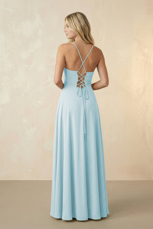 Spaghetti Straps Chiffon A-Line Bridesmaid Dress in Sky Blue - SHE IS ME BRIDESMAID DRESSES