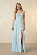 Spaghetti Straps Chiffon A-Line Bridesmaid Dress in Sky Blue - SHE IS ME BRIDESMAID DRESSES