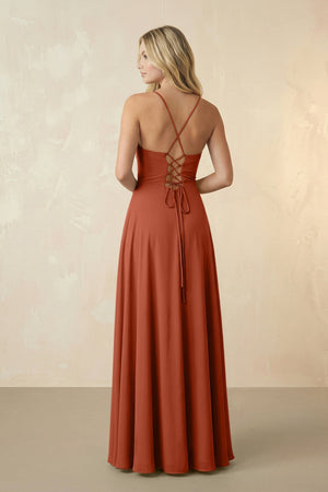 Spaghetti Straps Chiffon A-Line Bridesmaid Dress in Spice - SHE IS ME BRIDESMAID DRESSES