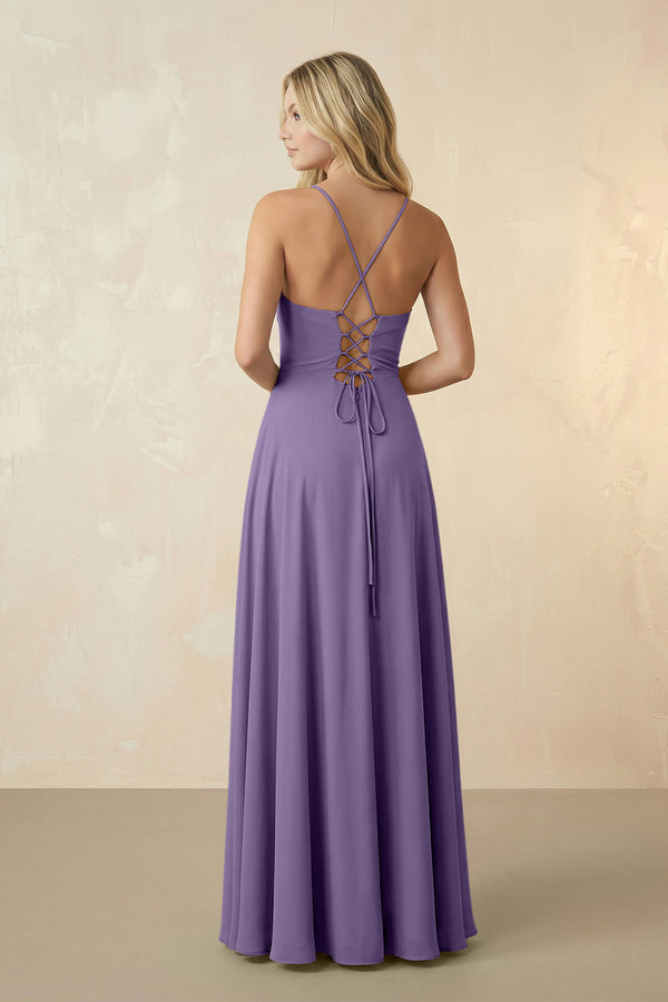 Spaghetti Straps Chiffon A-Line Bridesmaid Dress in Tahiti (2) | KISSBRIDAL