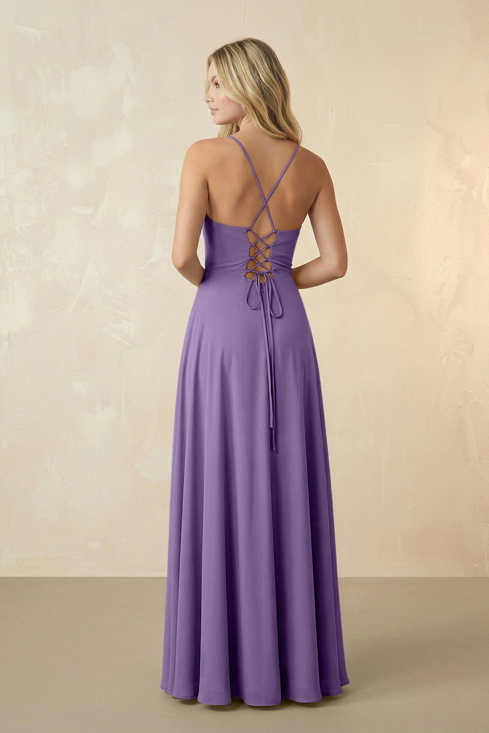 Spaghetti Straps Chiffon A-Line Bridesmaid Dress in Tahiti - SHE IS ME BRIDESMAID DRESSES
