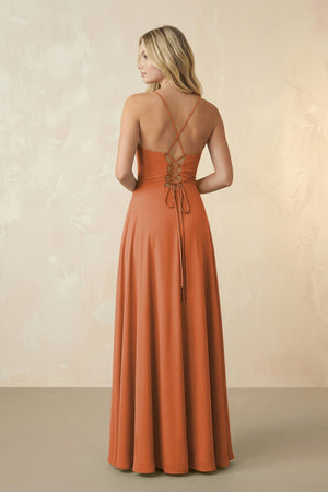 Spaghetti Straps Chiffon A-Line Bridesmaid Dress in Terracotta - SHE IS ME BRIDESMAID DRESSES