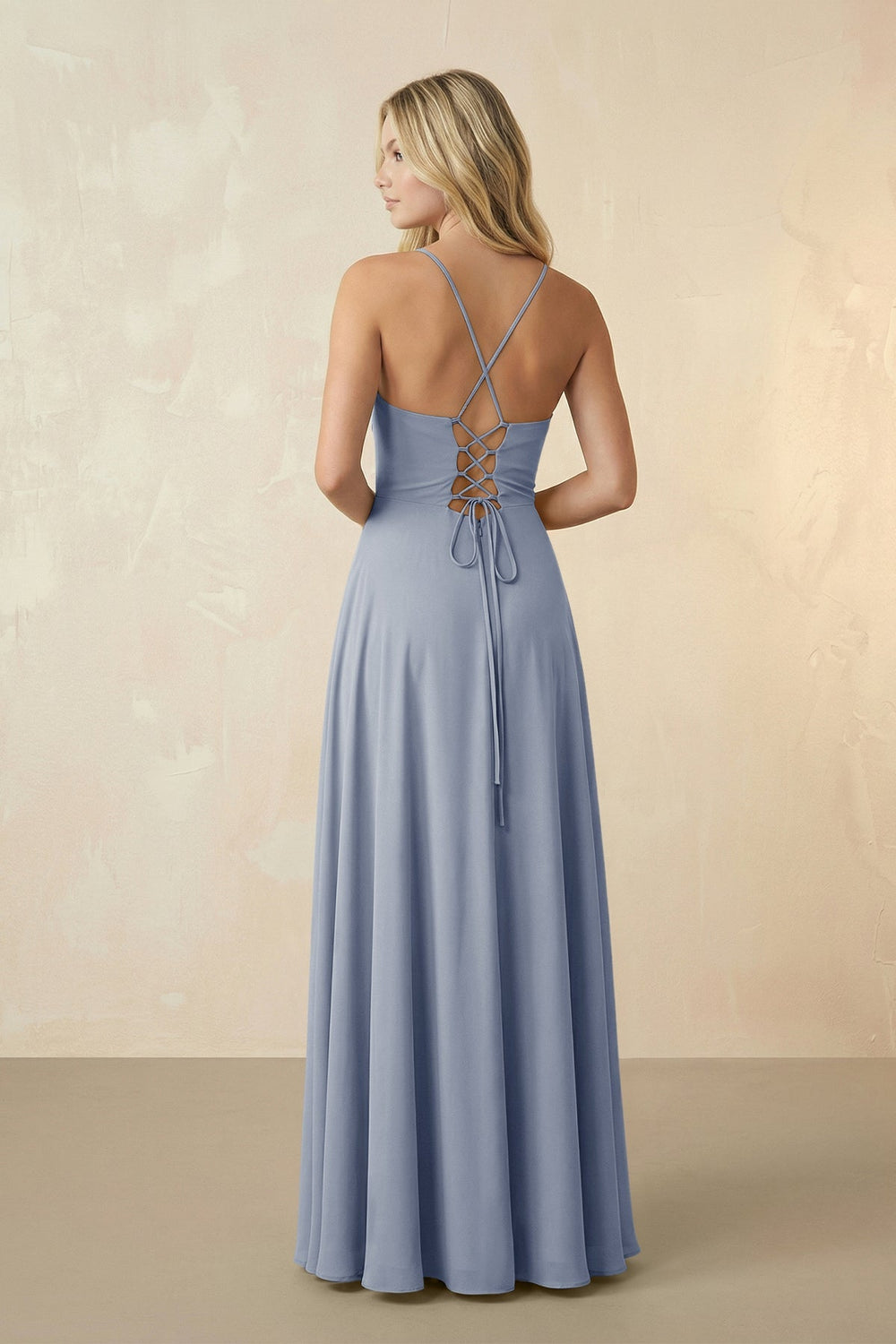 Spaghetti Straps Chiffon A-Line Bridesmaid Dress in Twilight - SHE IS ME BRIDESMAID DRESSES