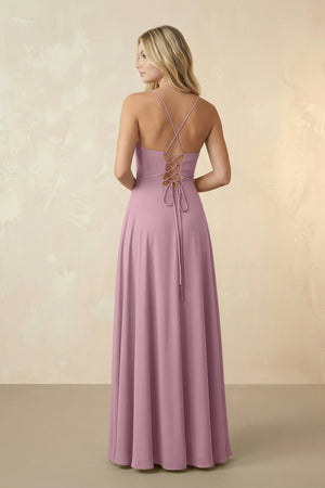 Spaghetti Straps Chiffon A-Line Bridesmaid Dress in Vintage Mauve (2) | KISSBRIDAL