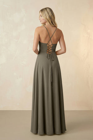 Spaghetti Straps Chiffon A-Line Bridesmaid Dress in Willow Green - SHE IS ME BRIDESMAID DRESSES