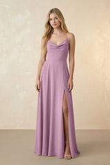 Spaghetti Straps Chiffon A-Line Bridesmaid Dress in Wisteria - KISS BRIDAL BRIDESMAID DRESSES