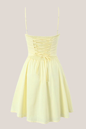 Spaghetti Straps Corset A-Line Mini Dress in Yellow– SHE IS ME Dresses
