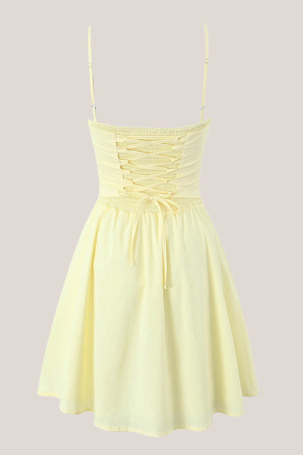 Spaghetti Straps Corset A-Line Mini Dress in Yellow– SHE IS ME Dresses