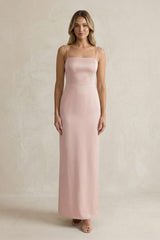 Spaghetti Straps Sheath Bridesmaid Dress in English Rose - KISS BRIDAL Bridesmaid Dresses