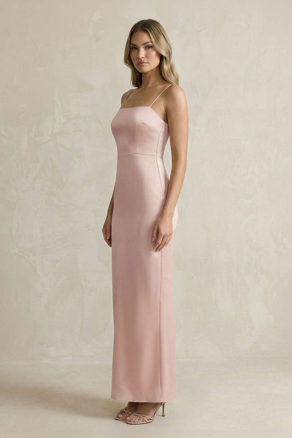 Spaghetti Straps Sheath Bridesmaid Dress in English Rose - SHE IS ME Bridesmaid Dresses