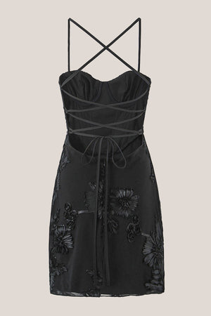 Spaghetti Straps Sheath Cotton Mini Dress in Black– SHE IS ME Dresses