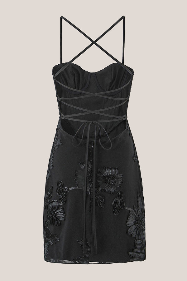 Spaghetti Straps Sheath Cotton Mini Dress in Black– SHE IS ME Dresses
