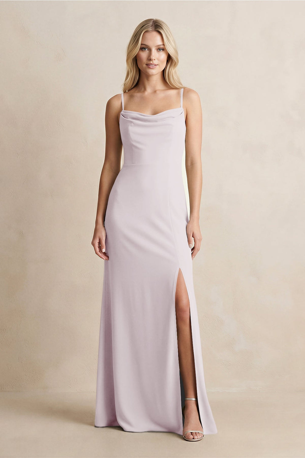 Spaghetti Straps Sheath Satin Bridesmaid Dress With Slit in Dusk - KISS BRIDAL Bridesmaid Dresses