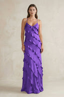 Spaghetti Straps Sheath Stain Ruffled Bridesmaid Dress in Tahiti - KISS BRIDAL Bridesmaid Dresses