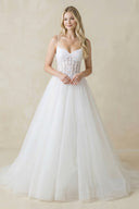 Spaghetti Straps Tulle Ball - Gown Corset Wedding Dress in White - SHE IS ME Wedding Dresses