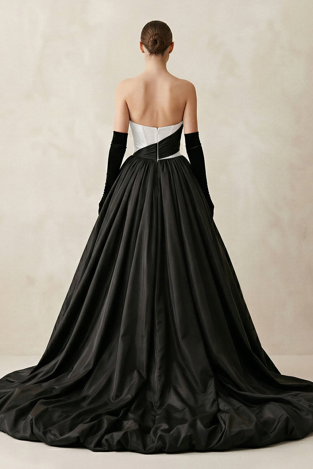 Sparkly Strapless Satin Ball Gown Wedding Dresss in Black - KISS BRIDAL Wedding Dresses