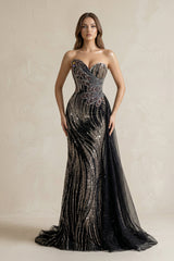 Sparkly Sweetheart Mermaid Sequined Wedding Dress in Black - KISS BRIDAL Wedding Dresses
