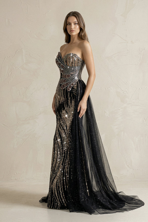Sparkly Sweetheart Mermaid Sequined Wedding Dress in Black - SHE IS ME Wedding Dresses