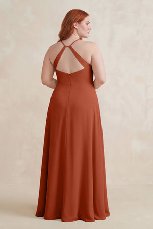 Spice Ruched Sheath Chiffon Bridesmaid Dress (2) | KISSBRIDAL