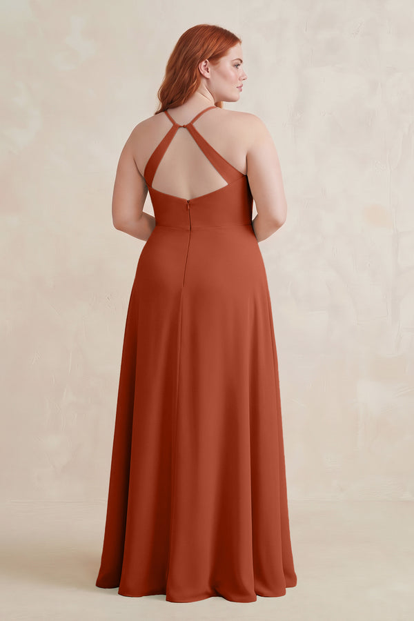 Spice Ruched Sheath Chiffon Bridesmaid Dress (2) | KISSBRIDAL