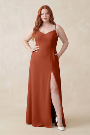 Spice Ruched Sheath Chiffon Bridesmaid Dress | KISSBRIDAL