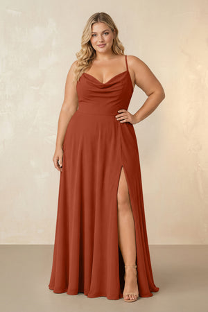 Spice Spaghetti Straps Chiffon A-Line Bridesmaid Dress [sizeplus] | KISSBRIDAL