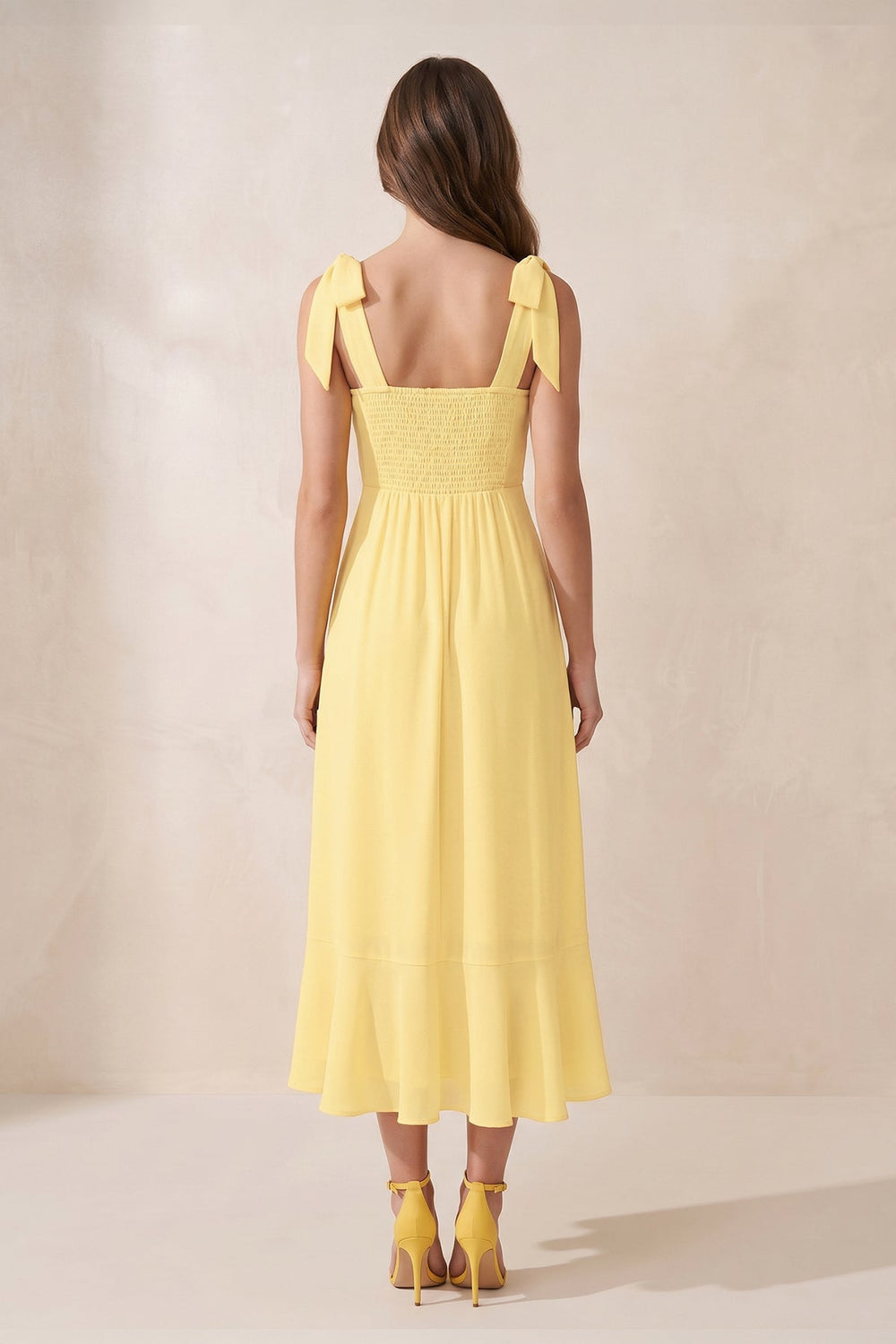 Square Neck A-Line Chiffon Midi Dress in Buttercup – KISS BRIDAL Dresses