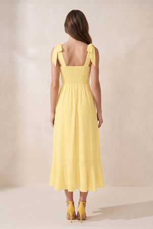 Square Neck A-Line Chiffon Midi Dress in Buttercup – SHE IS ME Dresses