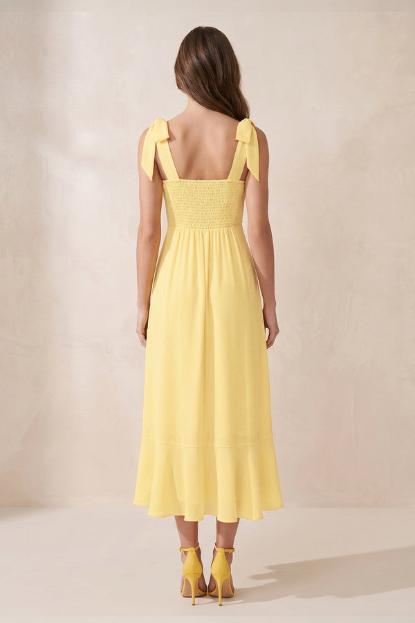 Square Neck A-Line Chiffon Midi Dress in Buttercup – SHE IS ME Dresses