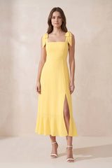 Square Neck A-Line Chiffon Midi Dress in Buttercup – KISS BRIDAL Dresses