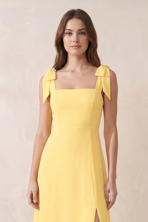 Square Neck A-Line Chiffon Midi Dress in Buttercup – SHE IS ME Dresses