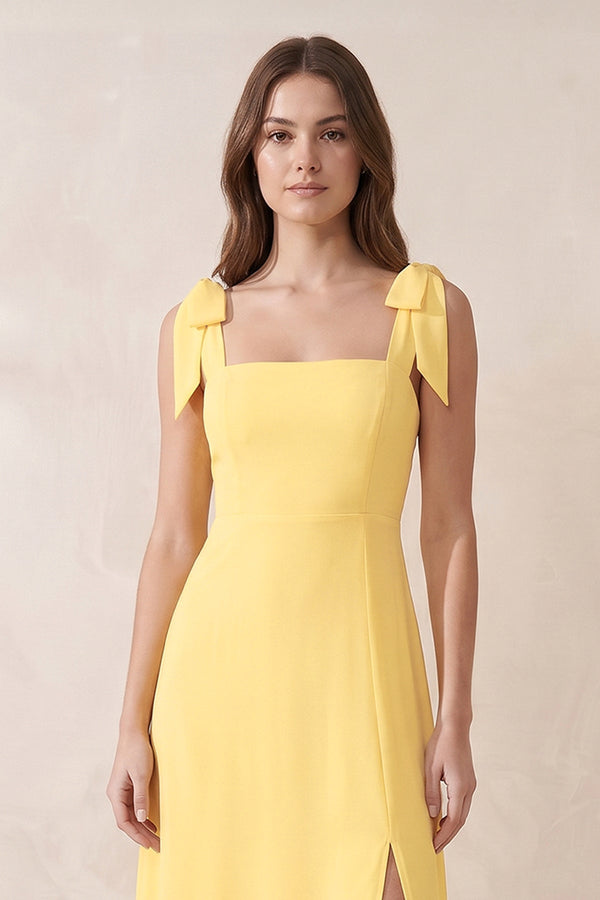 Square Neck A-Line Chiffon Midi Dress in Buttercup – SHE IS ME Dresses