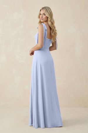 Square Neck Chiffon A - Line Bridesmaid Dress With Bow in Ice - SHE IS ME Bridesmaid Dresses