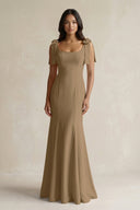 Square Neck Mermaid Bridesmaid Dress With Bow in Apple Cinnamon - KISS BRIDAL Bridesmaid Dresses