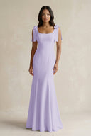 Square Neck Mermaid Bridesmaid Dress With Bow in Lavender - KISS BRIDAL Bridesmaid Dresses