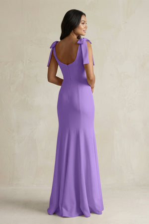 Square Neck Mermaid Bridesmaid Dress With Bow in Lilac - KISS BRIDAL Bridesmaid Dresses