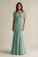 Square Neck Mermaid Bridesmaid Dress With Bow in Mint Green - KISS BRIDAL Bridesmaid Dresses
