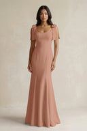 Square Neck Mermaid Bridesmaid Dress With Bow in Rosette - KISS BRIDAL Bridesmaid Dresses