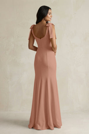 Square Neck Mermaid Bridesmaid Dress With Bow in Rosette - KISS BRIDAL Bridesmaid Dresses